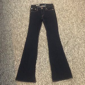 AG dark rinse “The Belle” flare leg jeans